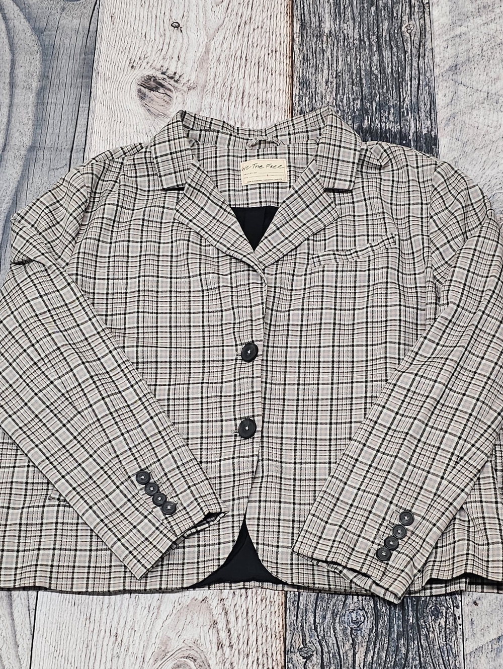 Free People We The Free Cali Plaid Blazer Women's Size Large Jacket Academia